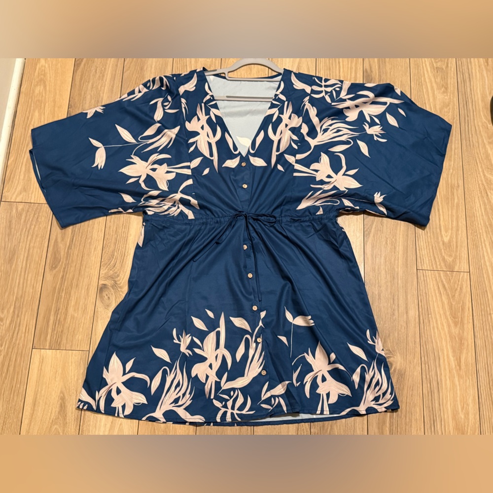 Floral Button-Down Kimono with “bat-wing” sleeves